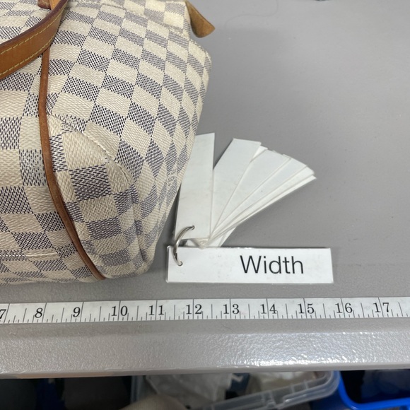 Louis Vuitton Purse Damier Azur Totally PM Tote Bag Tan Leather Straps Canvas - Picture 15 of 16